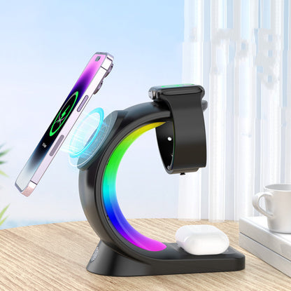 4-in-1 Magnetic Wireless Charging Station with RGB Light