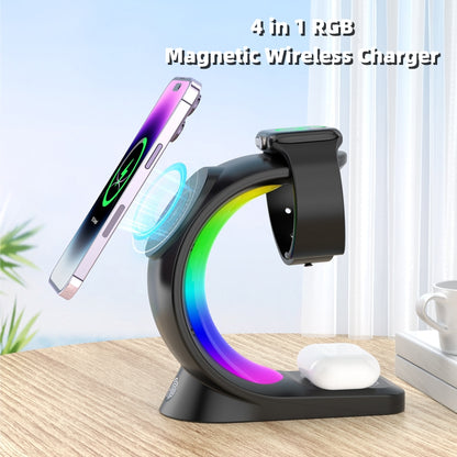4-in-1 Magnetic Wireless Charging Station with RGB Light