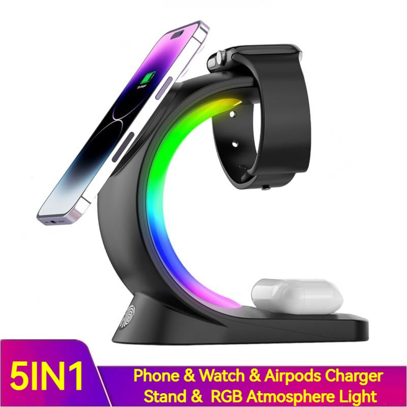 4-in-1 Magnetic Wireless Charging Station with RGB Light