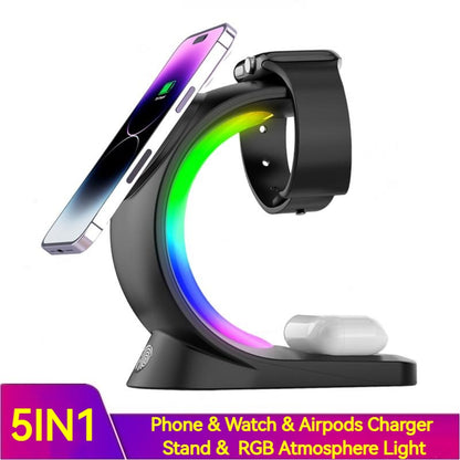 4-in-1 Magnetic Wireless Charging Station with RGB Light