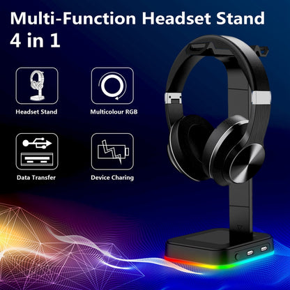 RGB Gaming Headphone Stand with USB Ports
